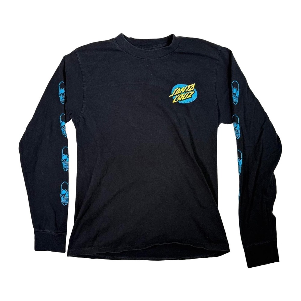 Santa Cruz Skateboards Long Sleeve T Shirt Black Screaming Hand Skull Graphic S